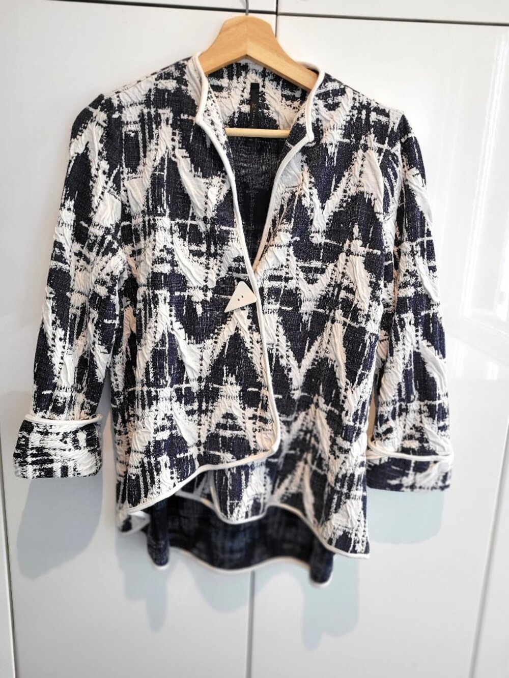 IC By Connie K Lagenlook Asymmetrical 3/4 Sleeve Knit Jacket Size S